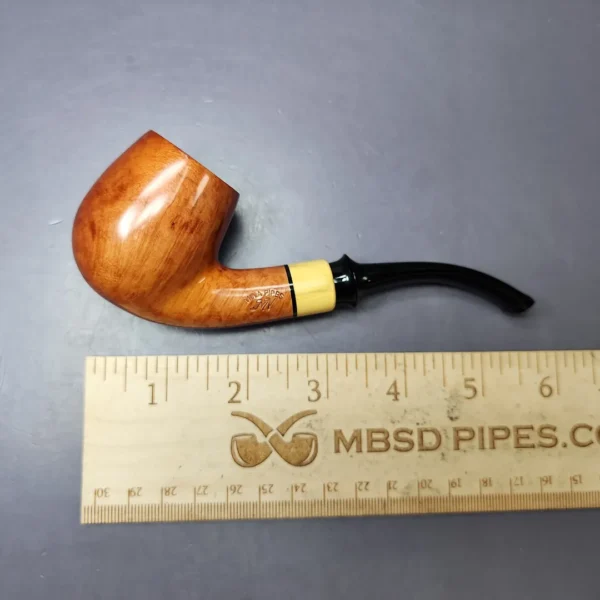 Mina Pipes Smooth Bent Billiard w/ Boxwood Estate Briar Pipe, Unsmoked, 9mm - Image 9