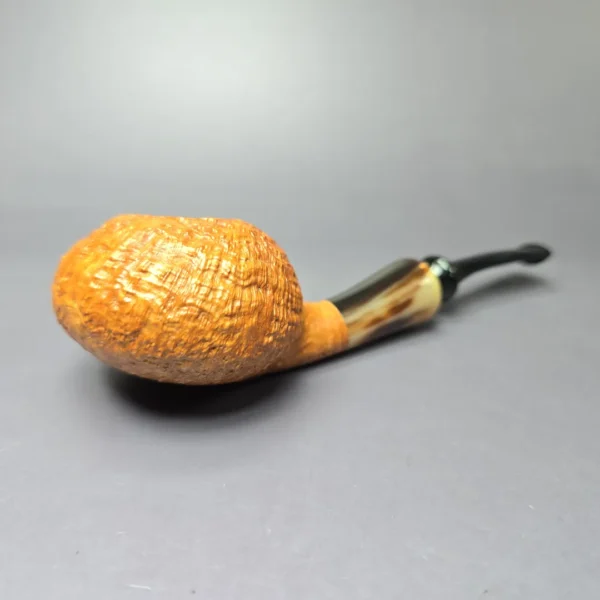 J. Mouton Tanblast Tomato w/ Ox Horn & Brass Handmade Briar Pipe, New - Image 9