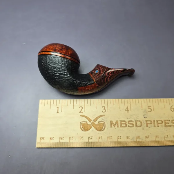 Voboril Pipes Partially Sandblasted Chubby Bulldog Estate Briar Pipe, Unsmoked - Image 9