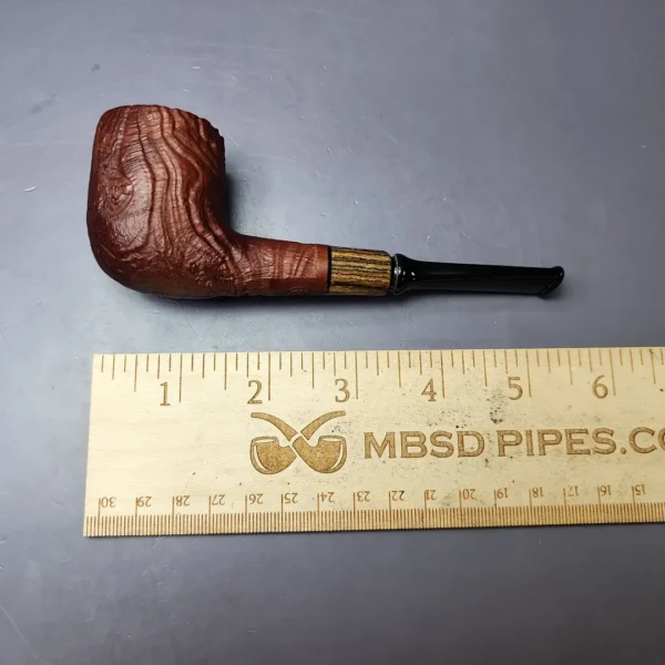 MBSD Briars by Piero Vitale Sandblasted Billiard w/ Zebrawood Briar Pipe, New - Image 9
