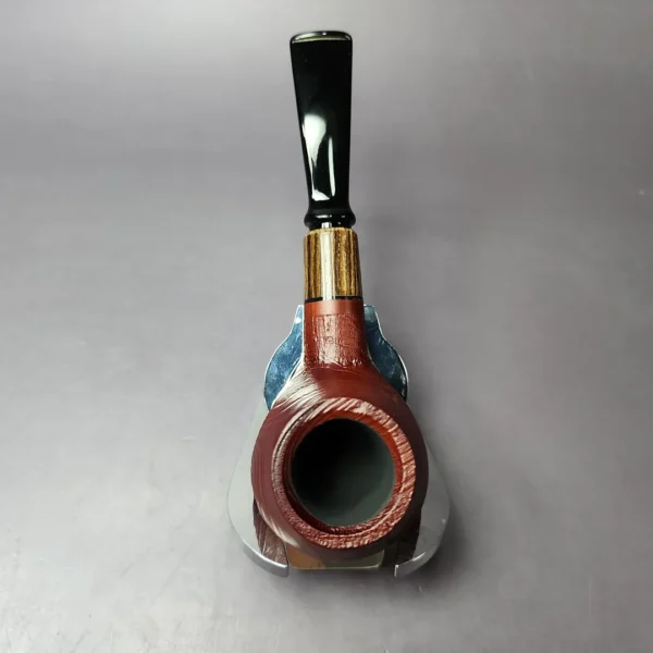 MBSD Briars by Piero Vitale Sandblasted Author w/ Zebrawood Briar Pipe, New - Image 9