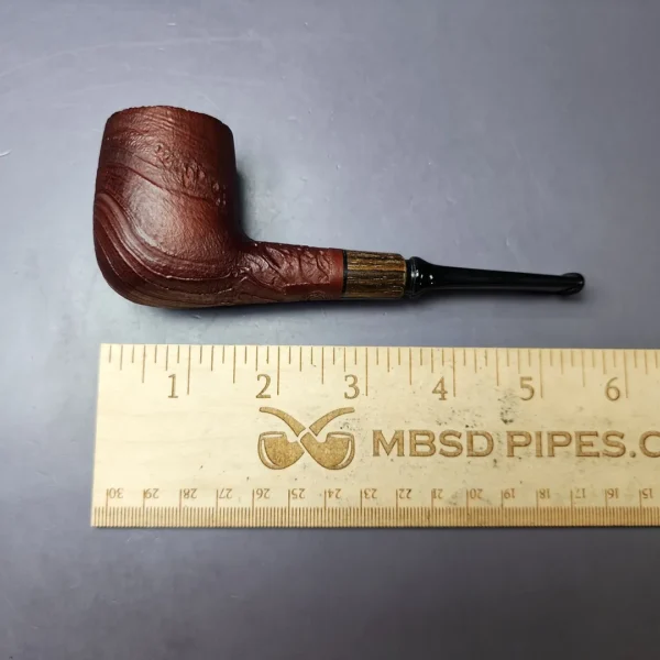 MBSD Briars by Piero Vitale Sandblasted Billiard w/ Zebrawood Briar Pipe, New - Image 9
