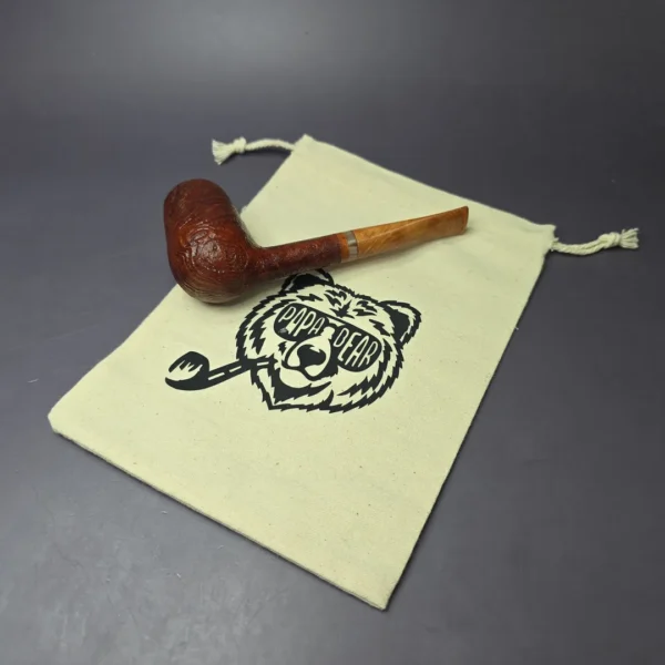 PapaBearPipes All-Briar Sandblasted Stack w/ Horn Handmade Briar Pipe, New - Image 10