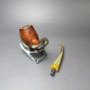 Bonsai Pipes XL Sandblasted Bent Billiard w/Amberoid Handmade Briar Pipe, New - Image 10