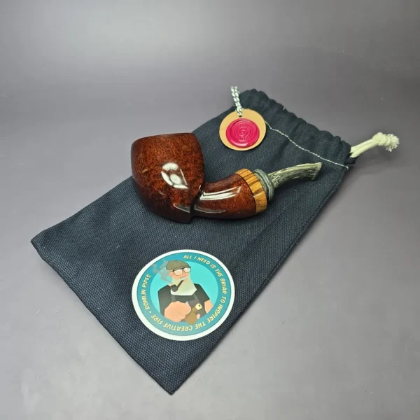 Martin Romijn Smooth "Dubliner Blowfish" w/ Zebrawood Handmade Briar Pipe, New - Image 10