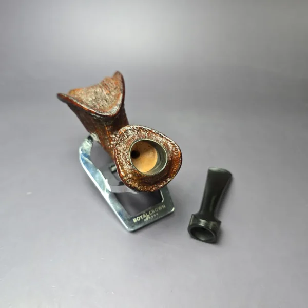 HS Studio Sandblasted Reverse Calabash Horn Estate Briar Pipe, Unsmoked - Image 10