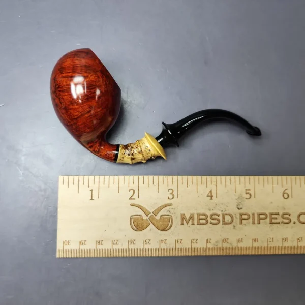 C-Pipe Smooth Tomato w/ Crazy Bamboo and Boxwood Handmade Briar Pipe, New - Image 11