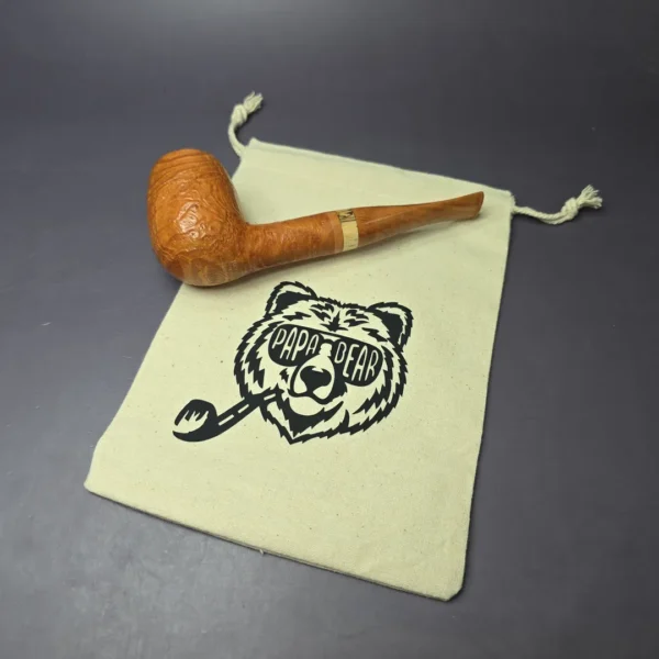 PapaBearPipes Sandblasted All-Briar Billiard Handmade Briar Pipe, New - Image 11