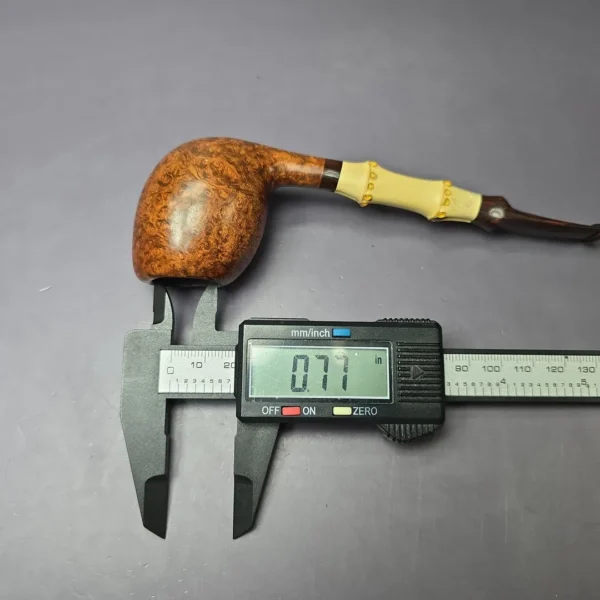Steve Morrisette Smooth Egg w/ Bamboo & Amberoid Estate Briar Pipe, Unsmoked - Image 11
