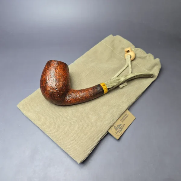 Bonsai Pipes XL Sandblasted Bent Billiard w/Amberoid Handmade Briar Pipe, New - Image 11