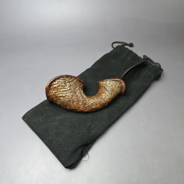HS Studio Sandblasted Reverse Calabash Horn Estate Briar Pipe, Unsmoked - Image 11