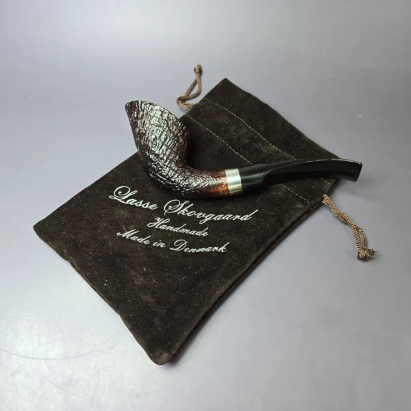 Lasse Skovgaard Sandblasted Dublin w/ Silver Estate Briar Pipe, Unsmoked - Image 11