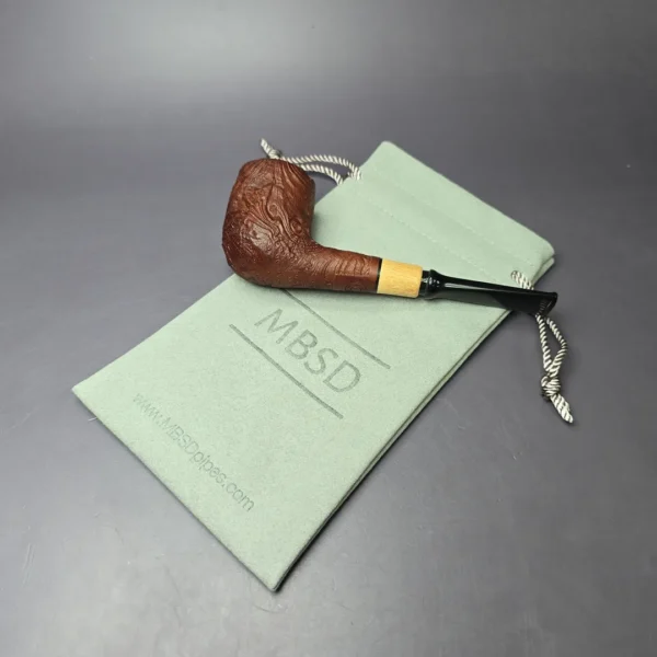 MBSD Briars by Piero Vitale Sandblasted Billiard w/ Olivewood Briar Pipe, New - Image 12