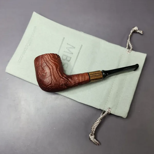 MBSD Briars by Piero Vitale Sandblasted Billiard w/ Zebrawood Briar Pipe, New - Image 12