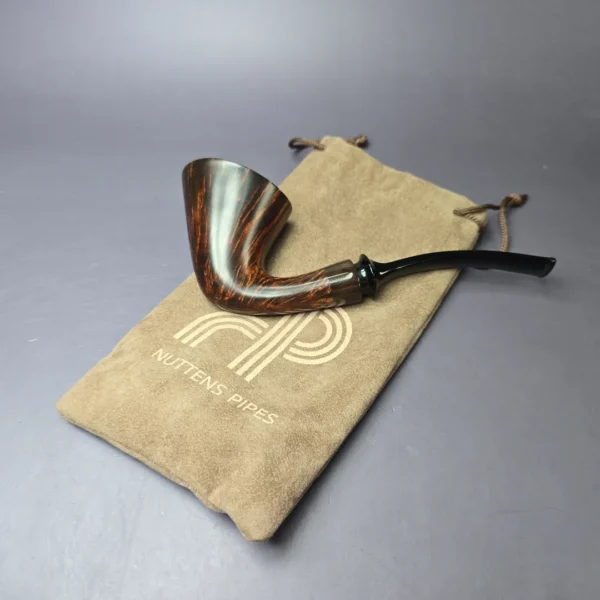 Bruno Nuttens Hand Made XL Smooth Calabash w/ Horn Estate Briar Pipe, Unsmoked - Image 12