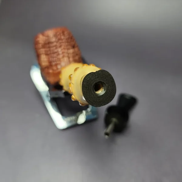 Michael Linder 2011 C2 Sandblasted Billiard w/ Bamboo Estate Briar Pipe, Unsmoked - Image 12