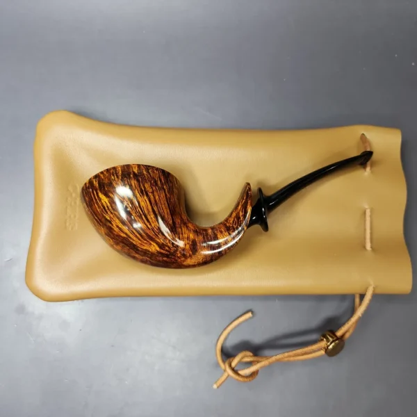 C-Pipe Smooth Asymmetric Fish Handmade Briar Pipe, New - Image 12