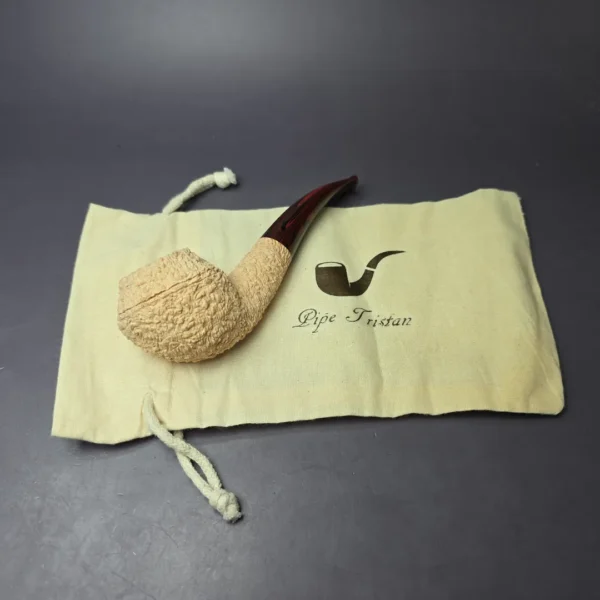 Pipe Tristan Natural Granite Bullmoose Handmade Briar Pipe, New - Image 12