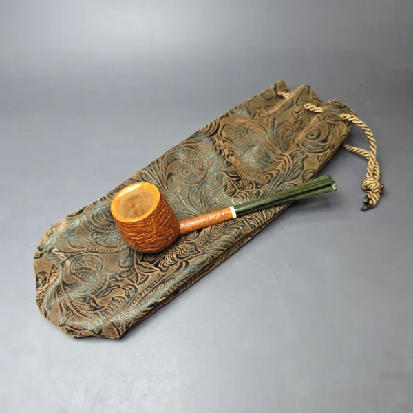 Scottie Piersel Natural Sandblasted Pencil Shank Billiard Estate Briar Pipe, Unsmoked - Image 13