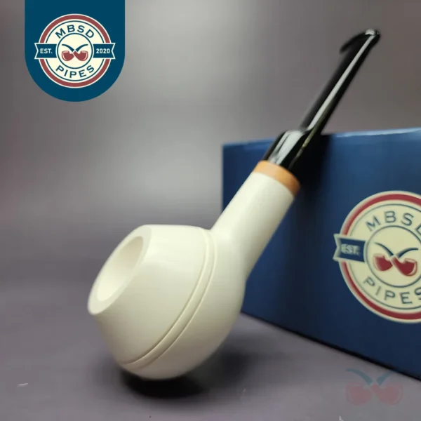 MBSD Meerschaum Deluxe Smooth Bullcap Block Meerschaum Pipe, Briar-Mortise, New