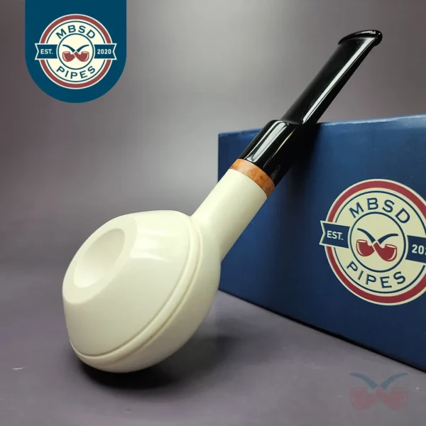 MBSD Meerschaum Deluxe Bullcap Block Meerschaum Pipe, Briar-Mortise, New
