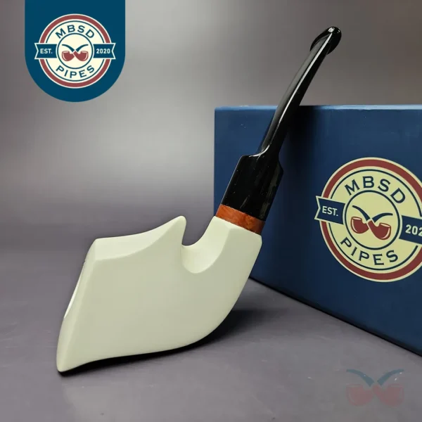 MBSD Meerschaum Deluxe Asymmetric Fish Block Meerschaum Pipe, Briar-Mortise, New
