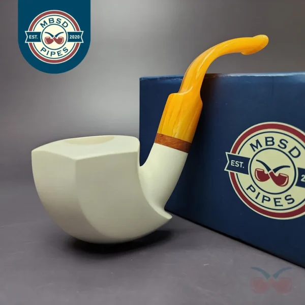 MBSD Meerschaum Deluxe Panel Pickaxe Block Meerschaum Pipe, Briar-Mortise, New