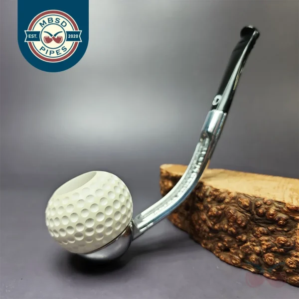 Falcon Chrome Dental with MBSD Meerschaum Block Meerschaum Bowl Pipe, New