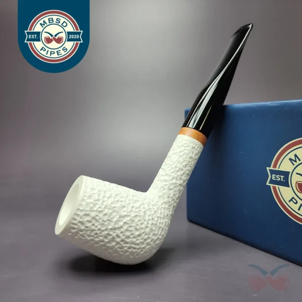 MBSD Meerschaum Deluxe Rustic Brandy Block Meerschaum Pipe, Briar-Mortise, New