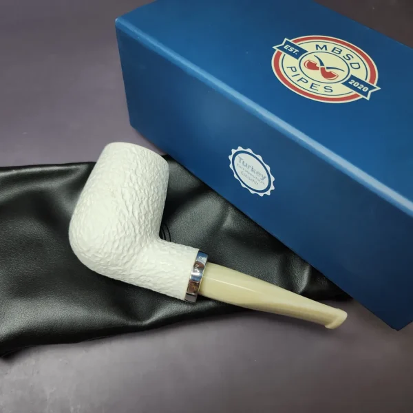 MBSD Meerschaum Silver Reverse Calabash Billiard Block Meerschaum Pipe, New - Image 2