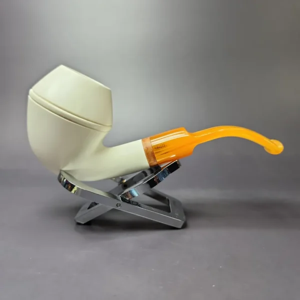 MBSD Meerschaum Deluxe Smooth Rhodesian Block Meerschaum Pipe, Briar-Mortise, New - Image 2