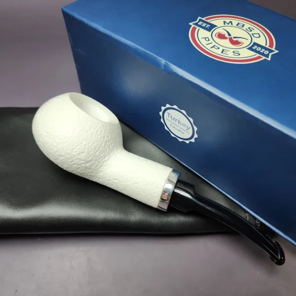 MBSD Meerschaum Silver Rustic Author Block Meerschaum Pipe, New - Image 2
