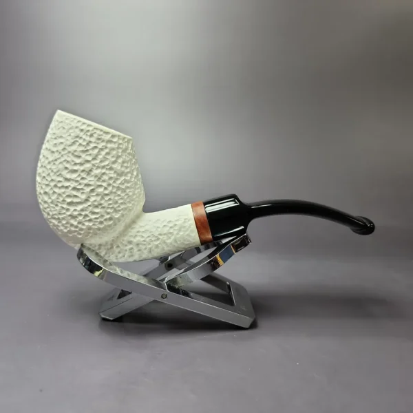 MBSD Meerschaum Deluxe Rusticated Egg Block Meerschaum Pipe, Briar-Mortise, New - Image 2