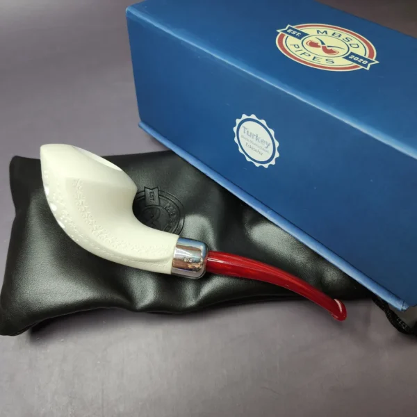 MBSD Meerschaum Silver Lattice Whale Block Meerschaum Pipe, New - Image 2