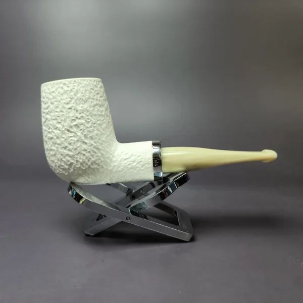 MBSD Meerschaum Silver Reverse Calabash Billiard Block Meerschaum Pipe, New - Image 3