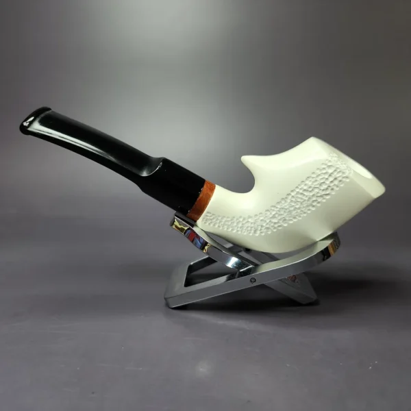 MBSD Meerschaum Deluxe Asymmetric Fish Block Meerschaum Pipe, Briar-Mortise, New - Image 3