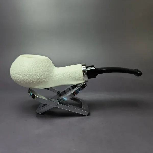 MBSD Meerschaum Silver Rustic Author Block Meerschaum Pipe, New - Image 3
