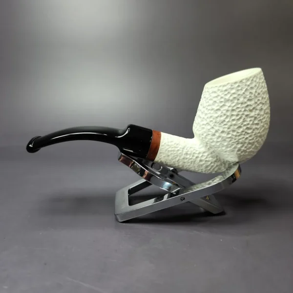 MBSD Meerschaum Deluxe Rusticated Egg Block Meerschaum Pipe, Briar-Mortise, New - Image 3