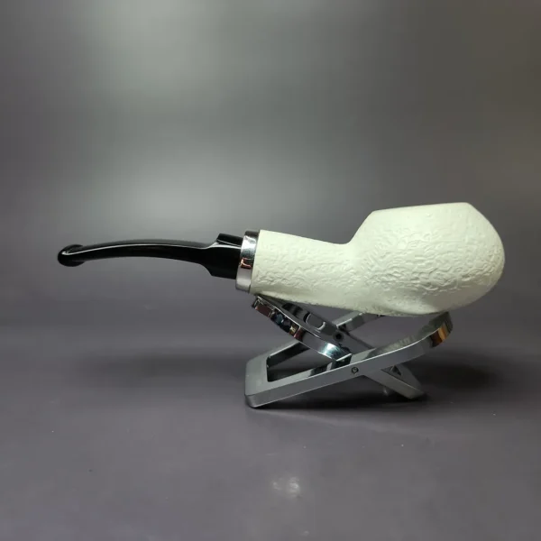 MBSD Meerschaum Silver Rustic Author Block Meerschaum Pipe, New - Image 4