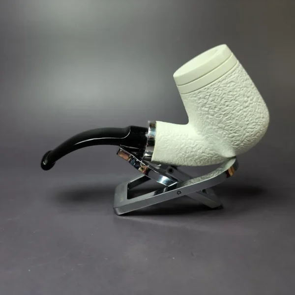 MBSD Meerschaum Silver Rusticated Rev Calabash Brandy Block Meerschaum Pipe, New - Image 4