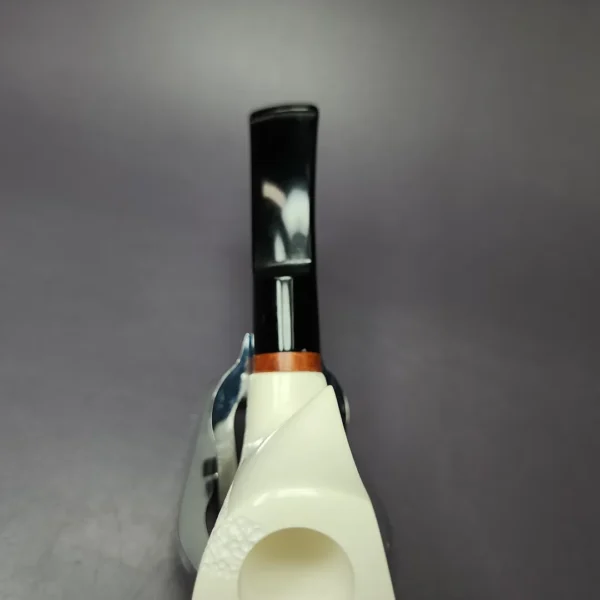MBSD Meerschaum Deluxe Asymmetric Fish Block Meerschaum Pipe, Briar-Mortise, New - Image 6