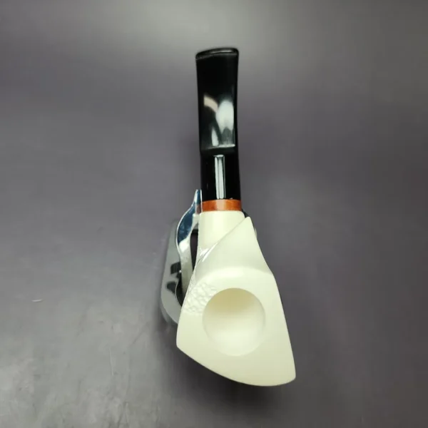 MBSD Meerschaum Deluxe Asymmetric Fish Block Meerschaum Pipe, Briar-Mortise, New - Image 7