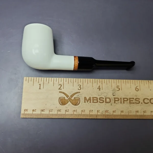 MBSD Meerschaum Deluxe Smooth Saddle Billiard Block Meerschaum Pipe, Briar-Mortise, New - Image 8