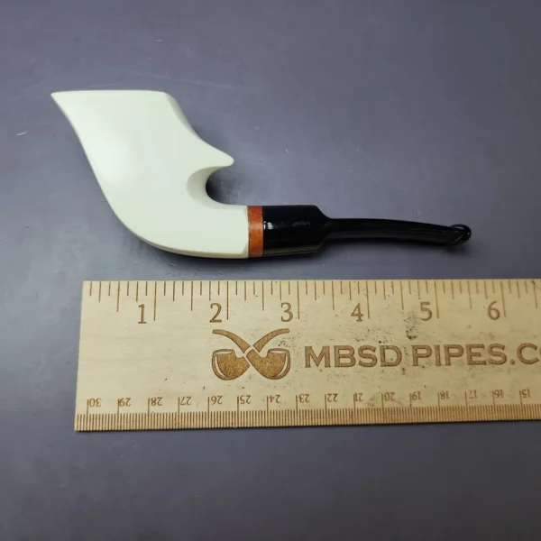 MBSD Meerschaum Deluxe Asymmetric Fish Block Meerschaum Pipe, Briar-Mortise, New - Image 8