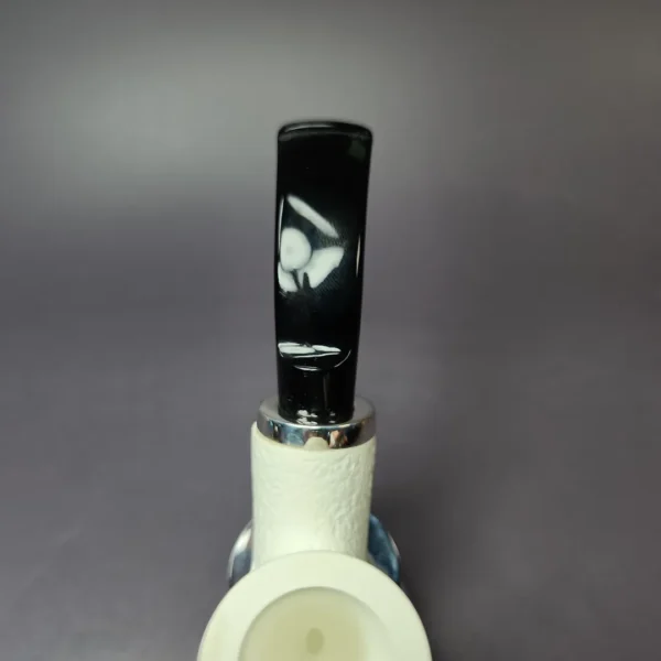 MBSD Meerschaum Silver Rusticated Rev Calabash Brandy Block Meerschaum Pipe, New - Image 8