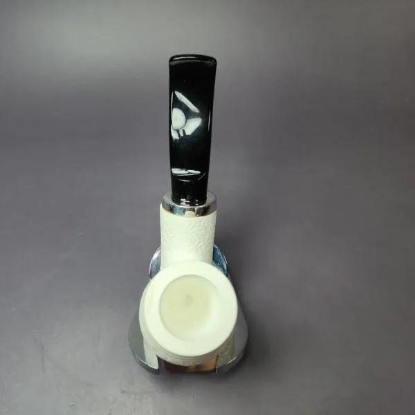 MBSD Meerschaum Silver Rusticated Rev Calabash Brandy Block Meerschaum Pipe, New - Image 9
