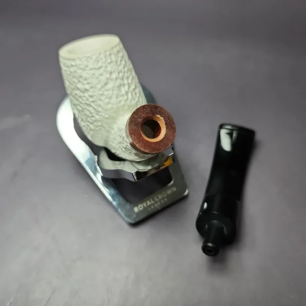 MBSD Meerschaum Deluxe Rusticated Egg Block Meerschaum Pipe, Briar-Mortise, New - Image 9