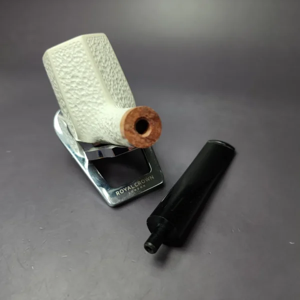 MBSD Meerschaum Deluxe XL Rustic Panel Block Meerschaum Pipe, Briar-Mortise, New - Image 9