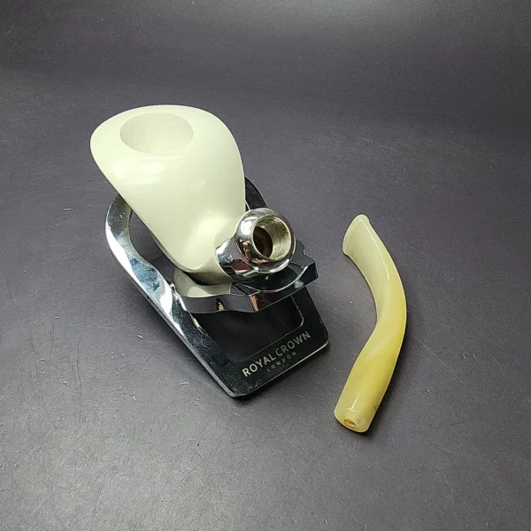 MBSD Meerschaum Silver Smooth Cobra Block Meerschaum Pipe, New - Image 10