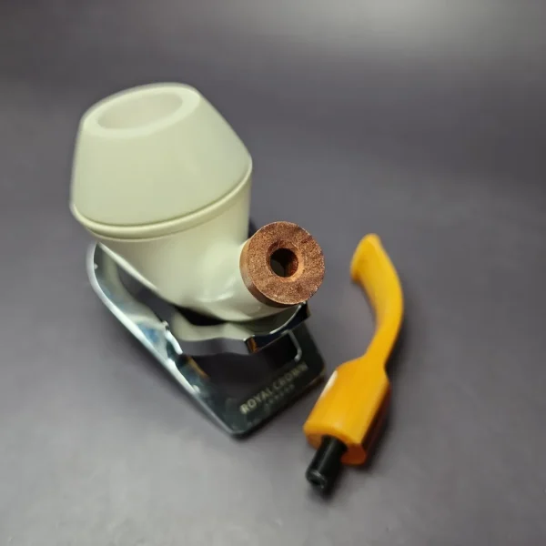 MBSD Meerschaum Deluxe Smooth Rhodesian Block Meerschaum Pipe, Briar-Mortise, New - Image 10